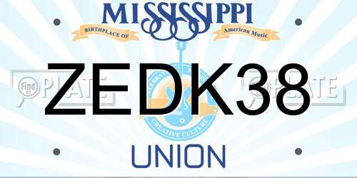 ZEDK38 Mississippi License Plate
