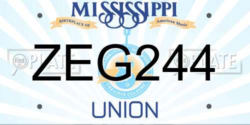 ZEG244 Mississippi License Plate