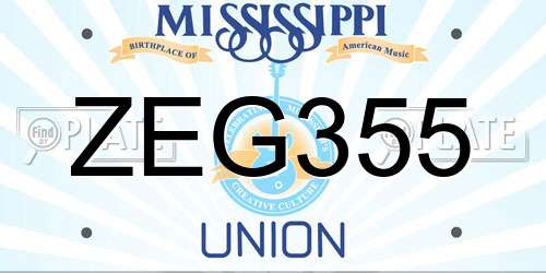 ZEG355 Mississippi License Plate