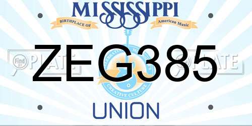 ZEG385 Mississippi License Plate