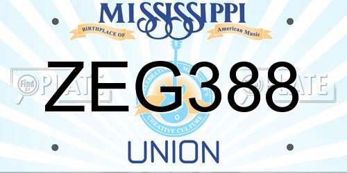 ZEG388 Mississippi License Plate
