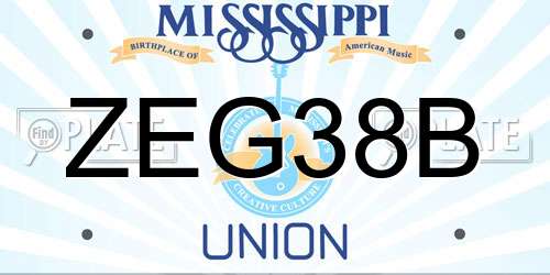 ZEG38B Mississippi License Plate