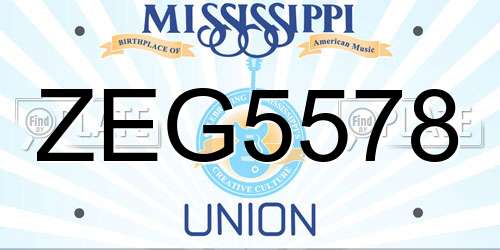 ZEG5578 Mississippi License Plate