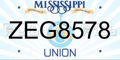 ZEG8578 Mississippi License Plate
