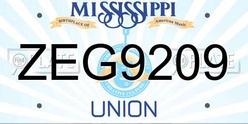 ZEG9209 Mississippi License Plate