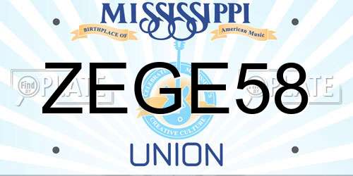 ZEGE58 Mississippi License Plate