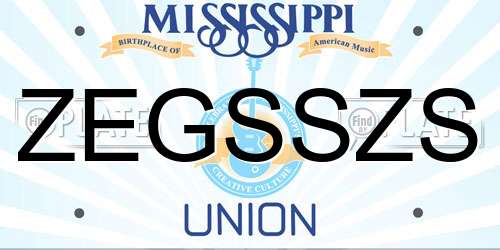 ZEGSSZS Mississippi License Plate