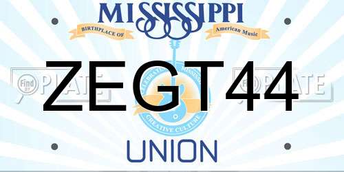 ZEGT44 Mississippi License Plate