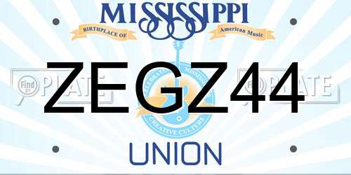 ZEGZ44 Mississippi License Plate