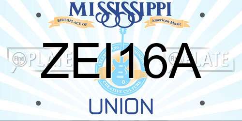 ZEI16A Mississippi License Plate