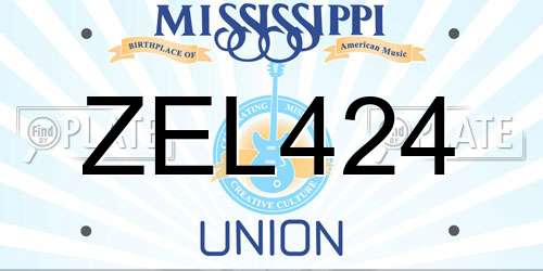 ZEL424 Mississippi License Plate