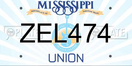 ZEL474 Mississippi License Plate