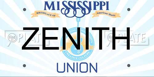 ZENITH Mississippi License Plate