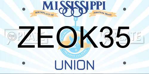ZEOK35 Mississippi License Plate