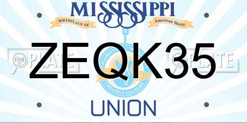 ZEQK35 Mississippi License Plate