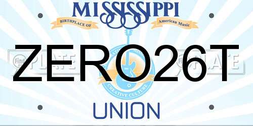 ZERO26T Mississippi License Plate