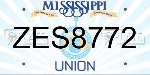 ZES8772 Mississippi License Plate