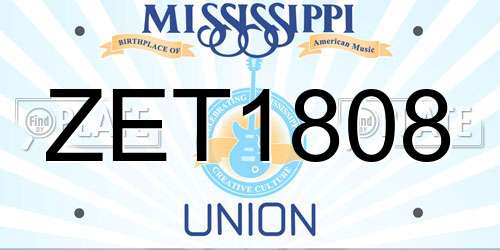 ZET1808 Mississippi License Plate