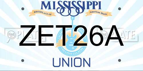 ZET26A Mississippi License Plate