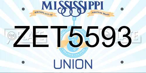 ZET5593 Mississippi License Plate
