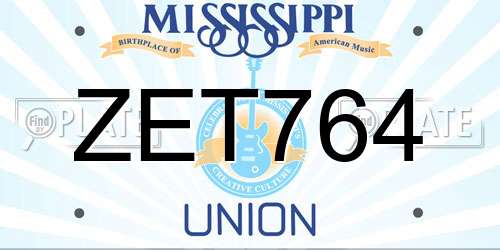 ZET764 Mississippi License Plate
