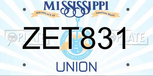 ZET831 Mississippi License Plate