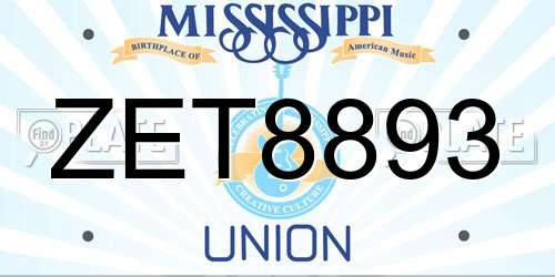 ZET8893 Mississippi License Plate