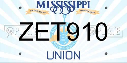 ZET910 Mississippi License Plate