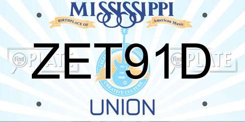 ZET91D Mississippi License Plate