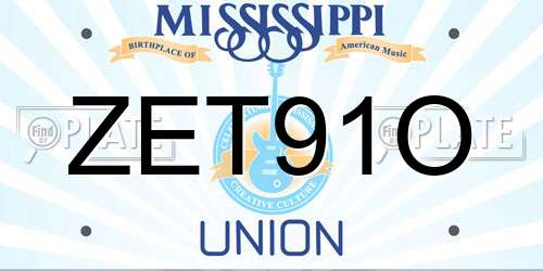 ZET91O Mississippi License Plate