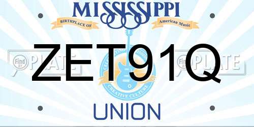ZET91Q Mississippi License Plate