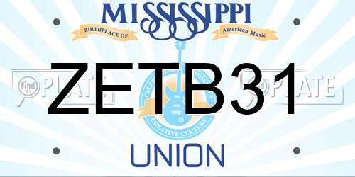 ZETB31 Mississippi License Plate