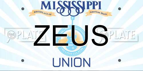 ZEUS Mississippi License Plate