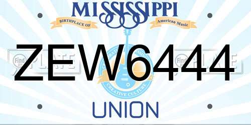 ZEW6444 Mississippi License Plate