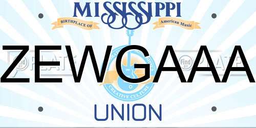 ZEWGAAA Mississippi License Plate