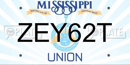 ZEY62T Mississippi License Plate