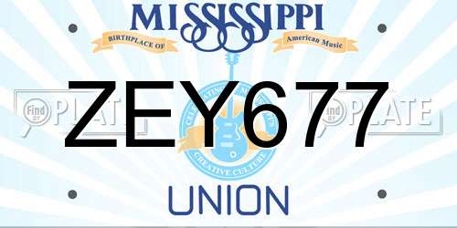 ZEY677 Mississippi License Plate