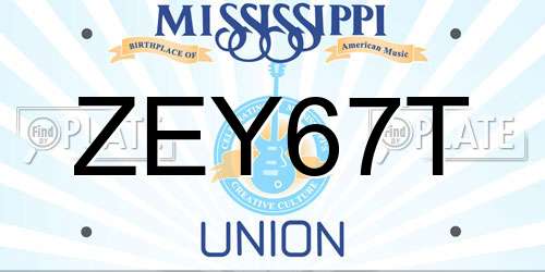 ZEY67T Mississippi License Plate