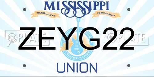 ZEYG22 Mississippi License Plate