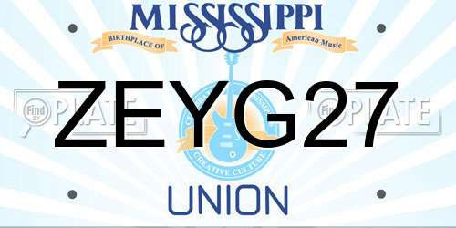 ZEYG27 Mississippi License Plate