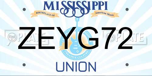 ZEYG72 Mississippi License Plate