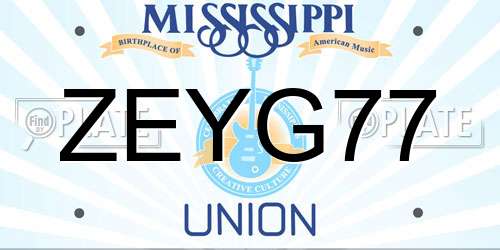 ZEYG77 Mississippi License Plate