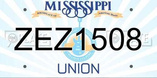 ZEZ1508 Mississippi License Plate