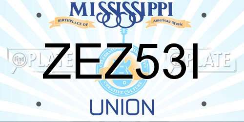ZEZ53I Mississippi License Plate