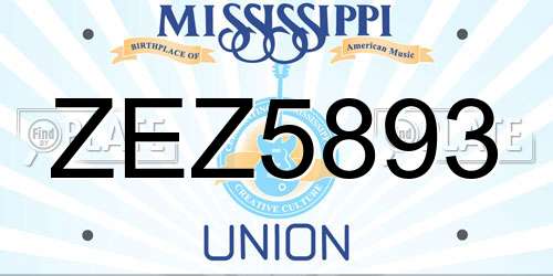 ZEZ5893 Mississippi License Plate