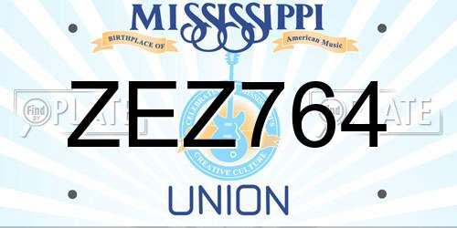 ZEZ764 Mississippi License Plate