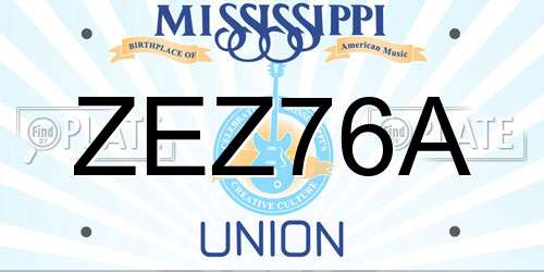 ZEZ76A Mississippi License Plate