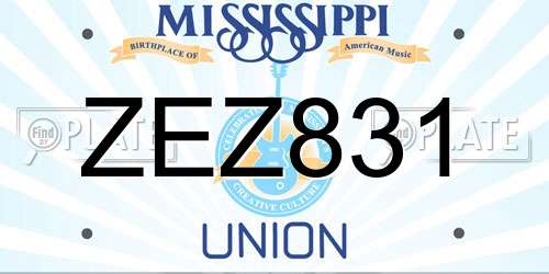 ZEZ831 Mississippi License Plate