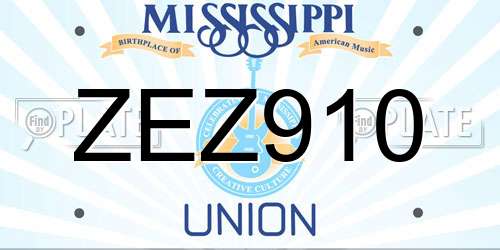 ZEZ910 Mississippi License Plate