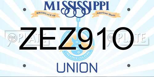 ZEZ91O Mississippi License Plate